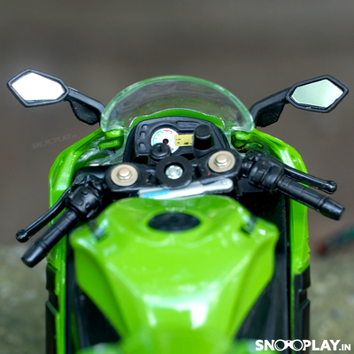 Buy Kawasaki Ninja ZX 10R 1:12 Scale Die cast Bike Model Online India Front Meter Zoom
