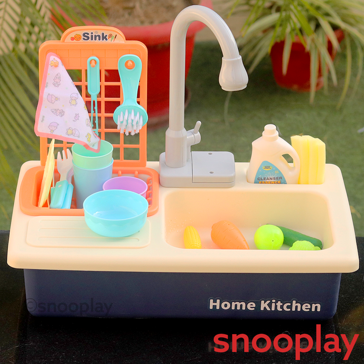 Electronic Kitchen Sink Play Set with Realistic Water Supply & Accessories (3-8 Years)