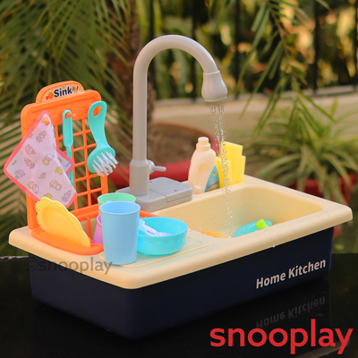 Electronic Kitchen Toy Sink Playset (Realistic Water Supply & Accessories) - Design 1