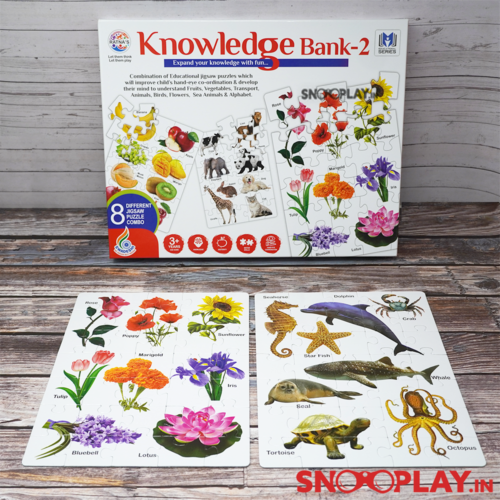 The specially designed educational jigsaw puzzle for kids, Knowledge bank type 2 game, that helps in improving problem solving skills.