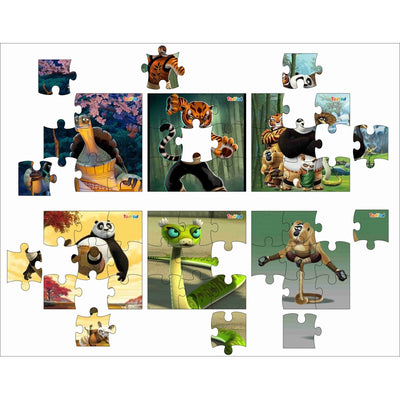 Wooden Jigsaw Puzzles Toy for Kids & Children, Kung Fu Panda & Friends 54 Pieces 6 in 1 Jigsaw Puzzles, Anime Cartoon Character