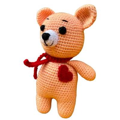 Crochet Handmade Peach Love Teddy Soft Toy