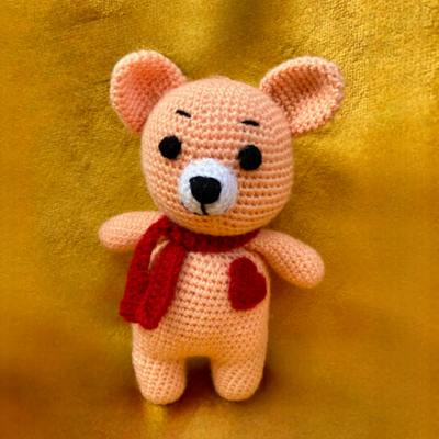 Crochet Handmade Peach Love Teddy Soft Toy