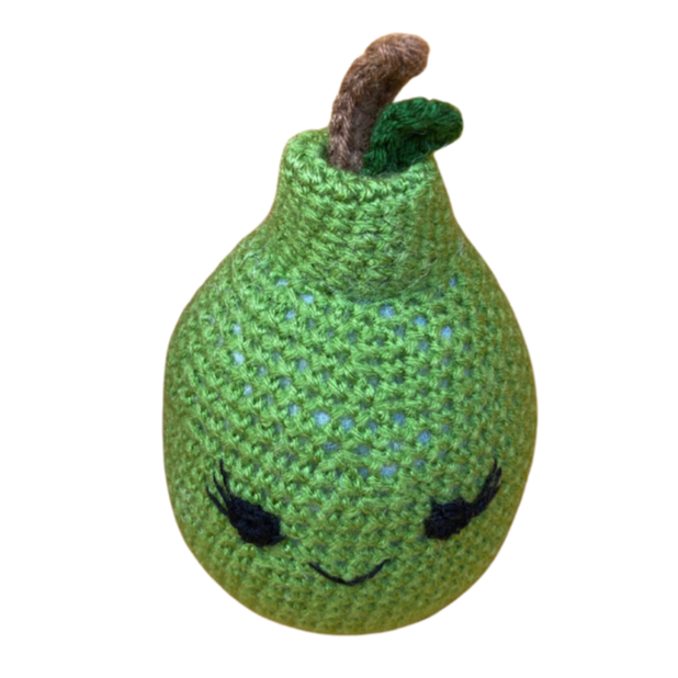 Crochet Handmade Pear Soft Toy with a Smiling Face