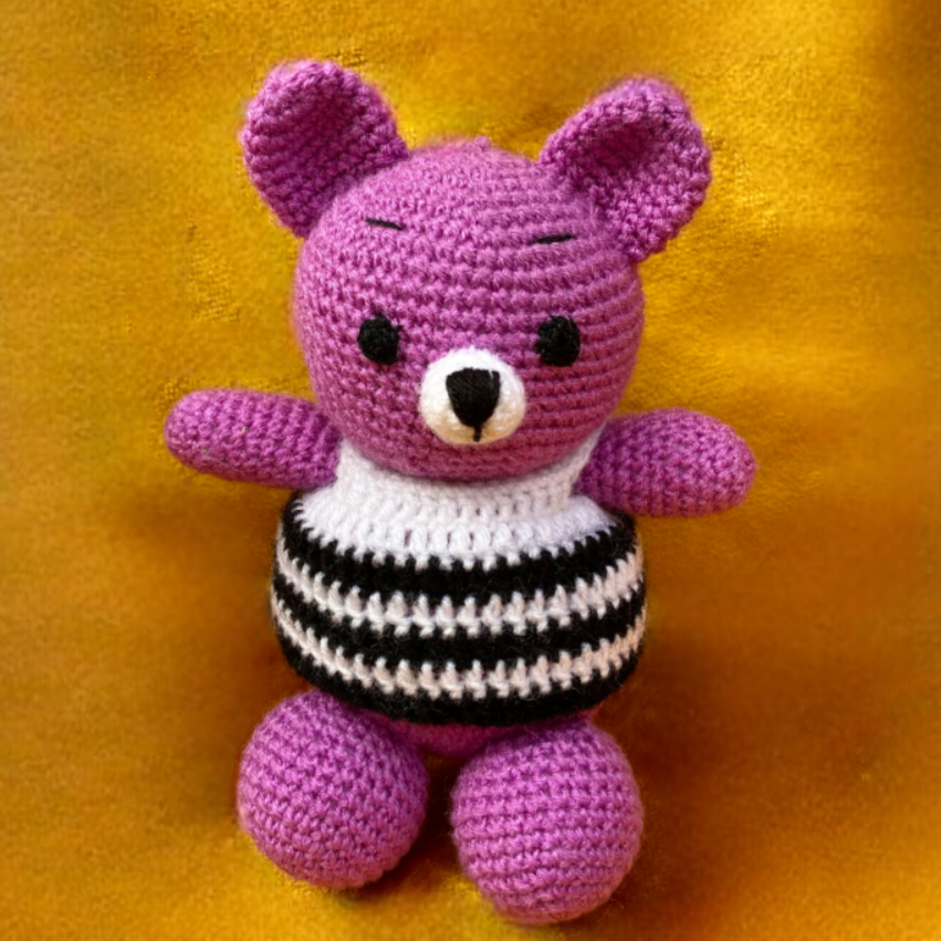 Crochet Handmade Purple Teddy Soft Toy
