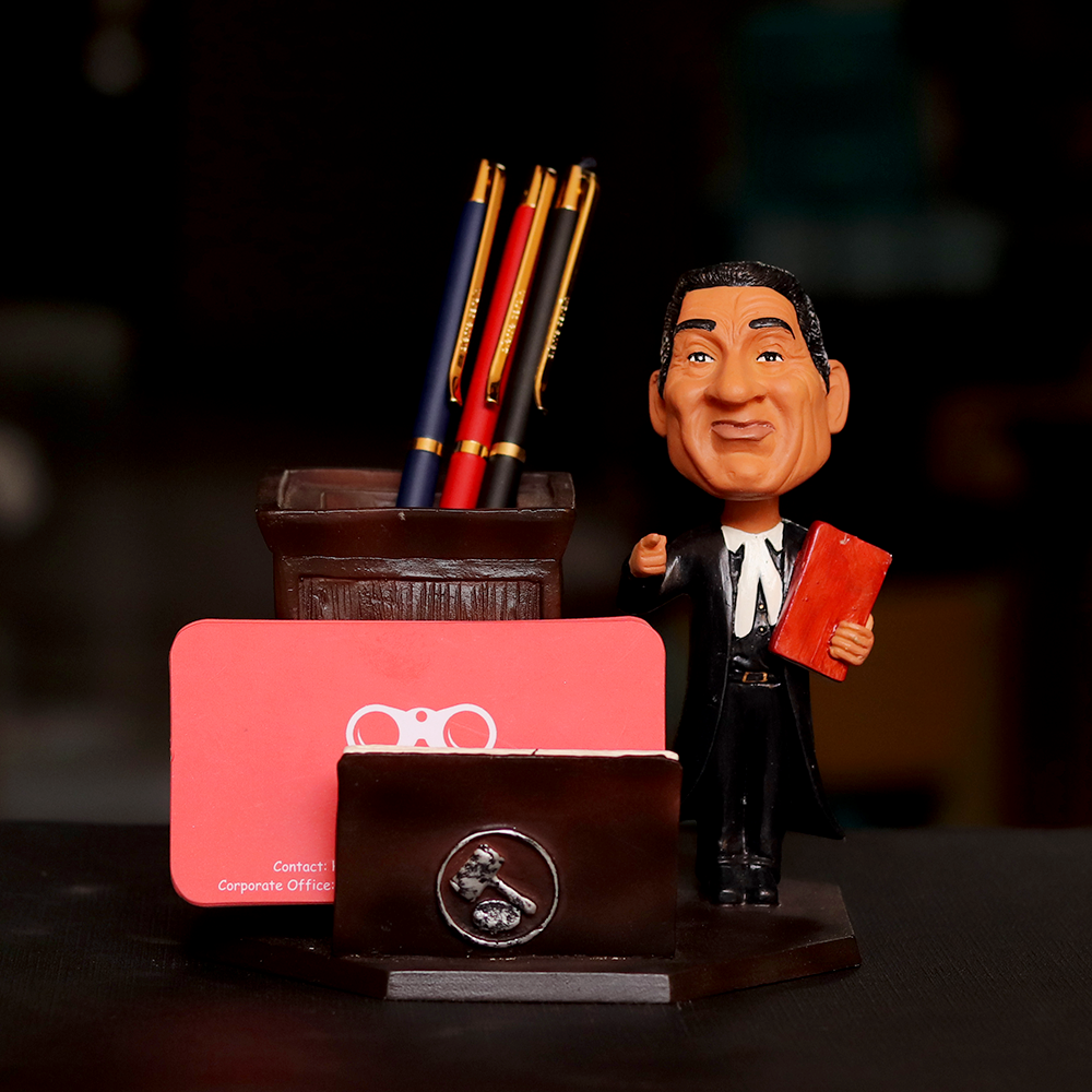 Lawyer Figurine with Pen Stand & Card Holder
