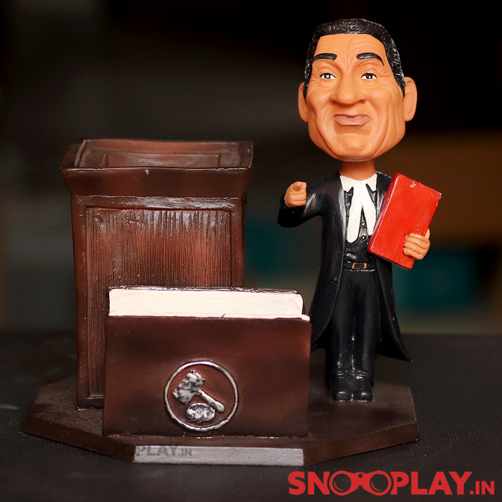 Lawyer Figurine with Pen Stand & Card Holder