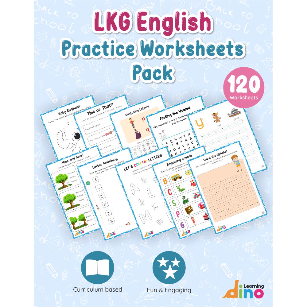 LKG English Practice Worksheets Pack