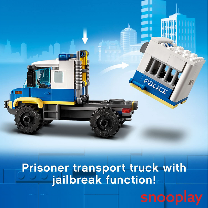 Original Lego City Police Prisoner Transport Tow Truck & Police Station Construction Blocks Set (60276)