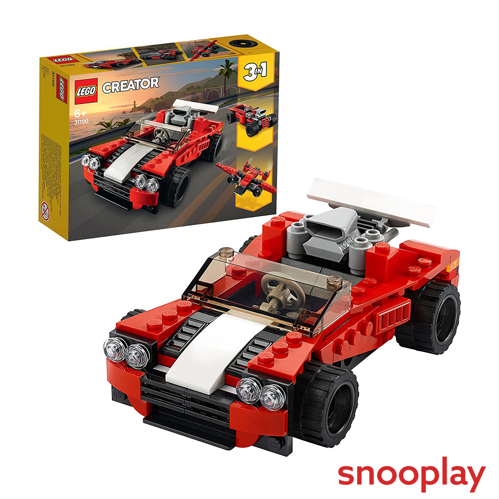 LEGO 3 in 1- Sports Car, Hot Rod & Plane Construction Blocks Set (31100)