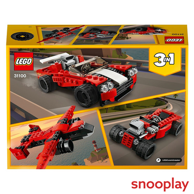 LEGO 3 in 1- Sports Car, Hot Rod & Plane Construction Blocks Set (31100)
