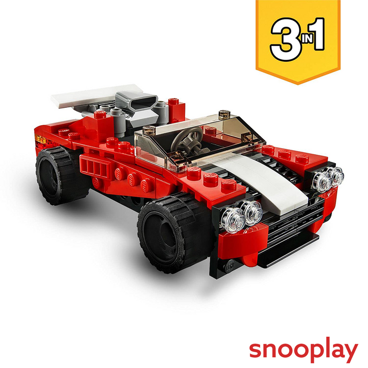 LEGO 3 in 1- Sports Car, Hot Rod & Plane Construction Blocks Set (31100)