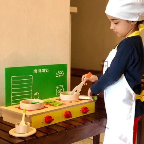 Shumee Little Chef Wooden Cooking Pretend Play Set with Gas Stove (3-7 Years)