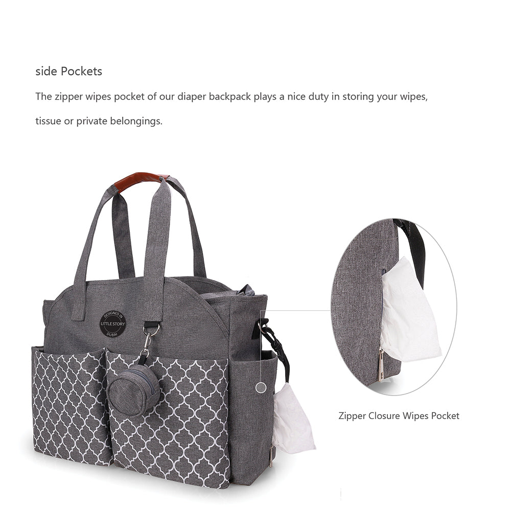 DIAPER BAG WITH CHANGING STATION GREY  Abracadabra