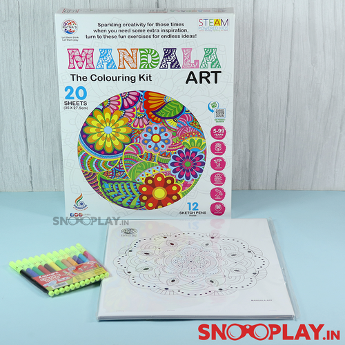 Ratna's Mandala Art - The Colouring Kit with 20 Sheets & 12 Sketch Pens (5-10 Years)