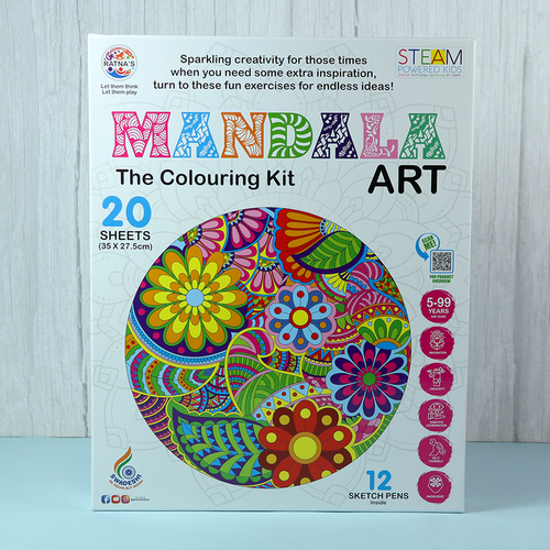 Ratna's Mandala Art - The Colouring Kit with 20 Sheets & 12 Sketch Pens (5-10 Years)