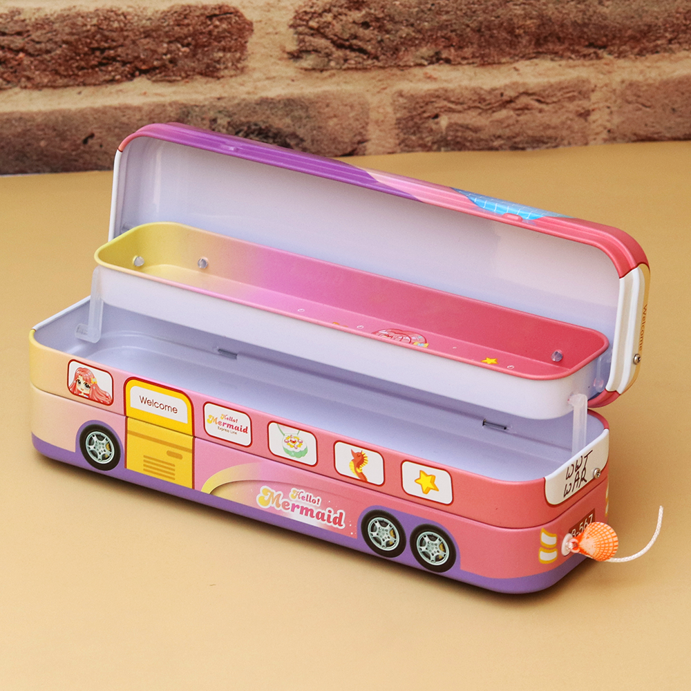 Double Decker Mermaid Pencil Box with Moving Tyres