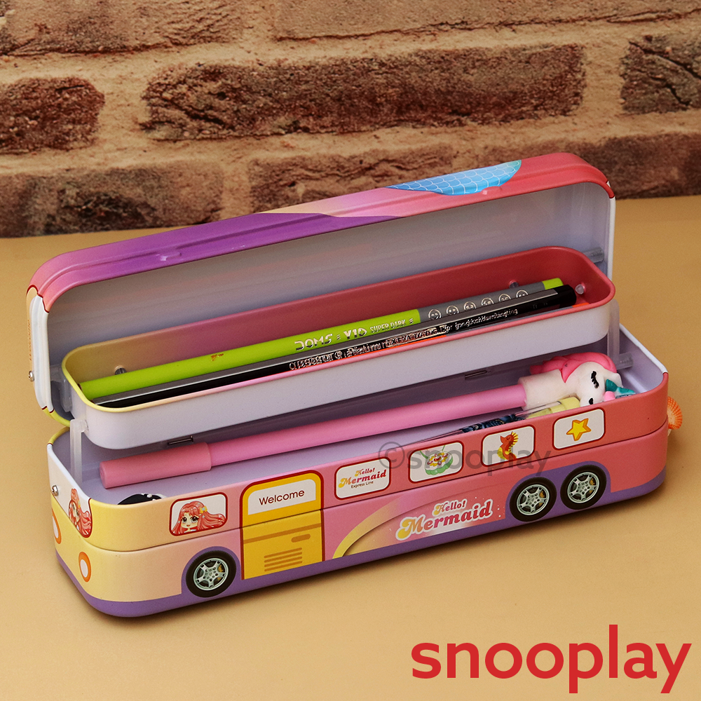 Double Decker Mermaid Pencil Box with Moving Tyres