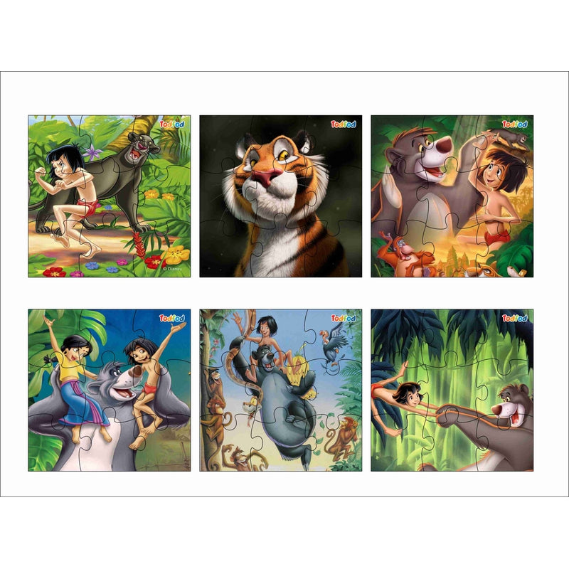 Wooden Jigsaw Puzzles Toy for Kids & Children, The Jungle Book Mowgli & Friends 54 Pieces 6 in 1 Jigsaw Puzzles, Anime Cartoon Character