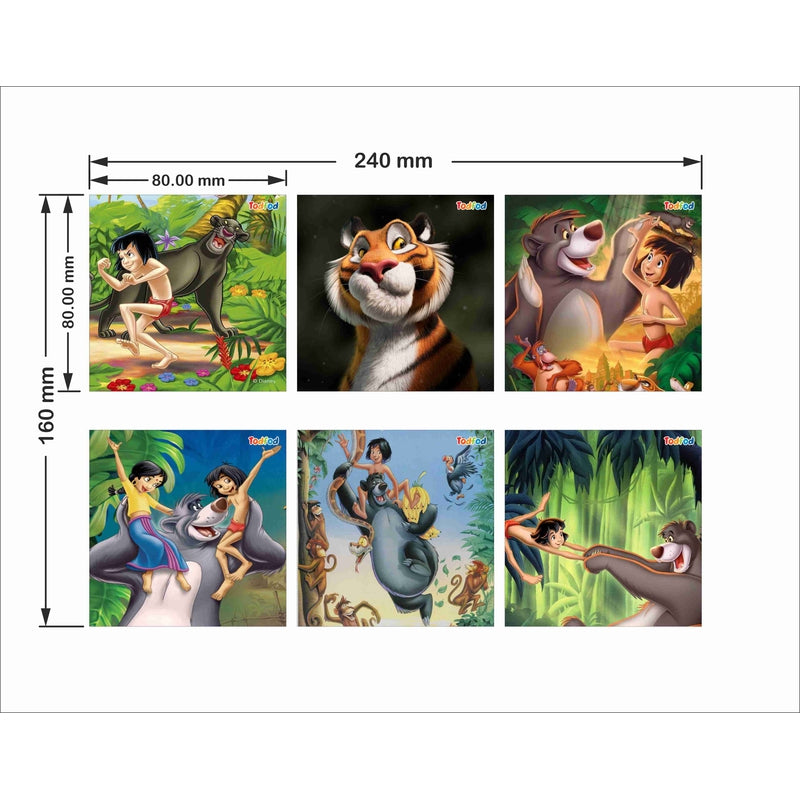 Wooden Jigsaw Puzzles Toy for Kids & Children, The Jungle Book Mowgli & Friends 54 Pieces 6 in 1 Jigsaw Puzzles, Anime Cartoon Character