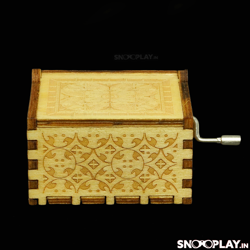The aesthically designed wooden engraved musical box that is lightweight and portable.