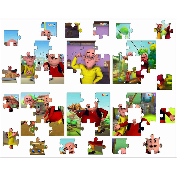 Wooden Jigsaw Puzzles Toy for Kids & Children, Motu Patlu 54 Pieces 6 in 1 Jigsaw Puzzles, Anime Cartoon Character