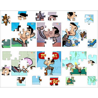 Wooden Jigsaw Puzzles Toy for Kids & Children, Mr. Bean 54 Pieces 6 in 1 Jigsaw Puzzles, Anime Cartoon Character