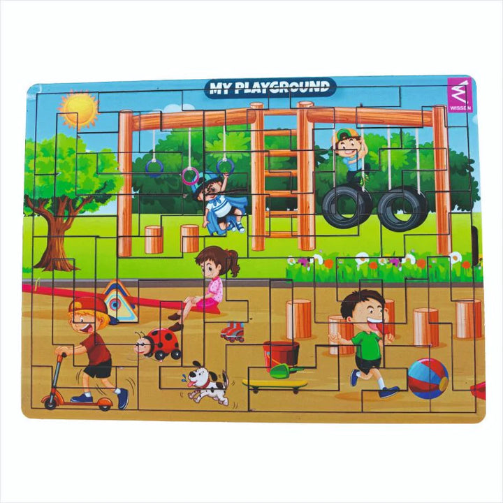 My Playground Theme Wooden Geometric Puzzle for Kids