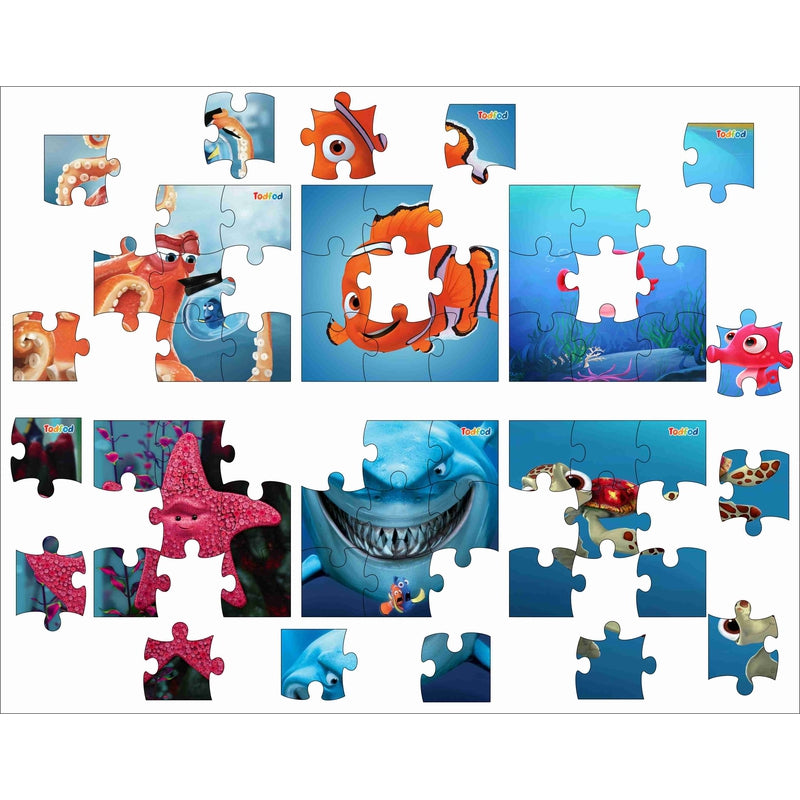 Wooden Jigsaw Puzzles Toy for Kids & Children, Finding Nemo 54 Pieces 6 in 1 Jigsaw Puzzles, Anime Cartoon Character