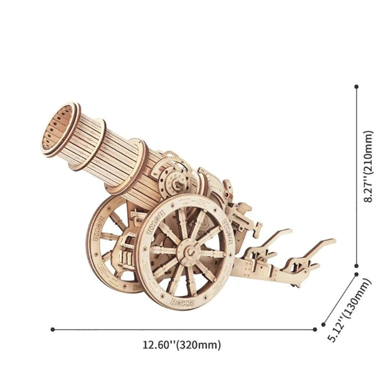 Medieval Wheeled Cannon (158 Pcs) 3D Wooden Puzzle