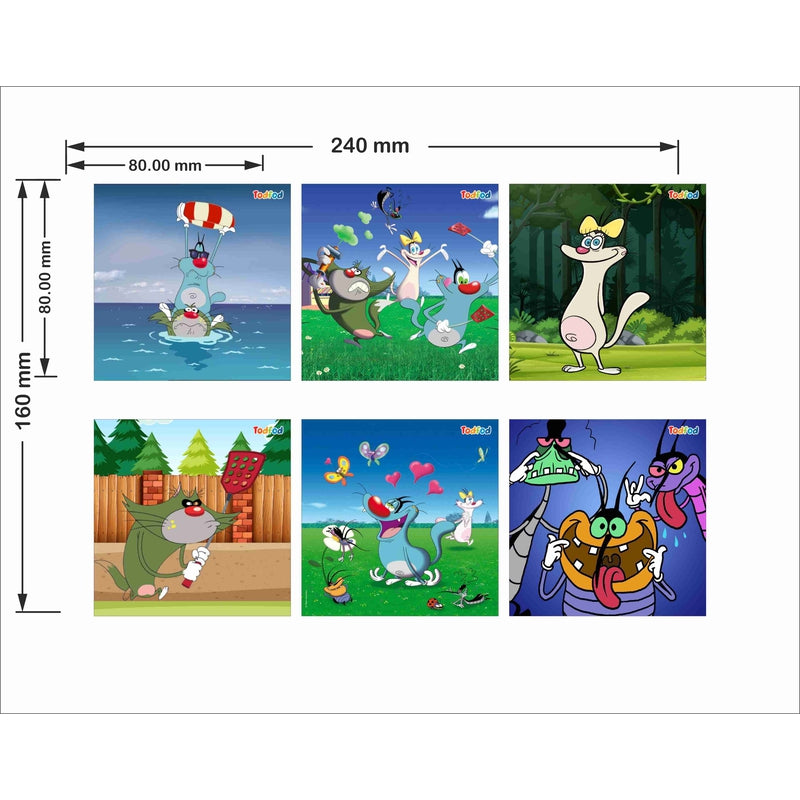 Wooden Jigsaw Puzzles Toy for Kids & Children, Oggy and Cockroach & Friends 54 Pieces 6 in 1 Jigsaw Puzzles, Anime Cartoon Character