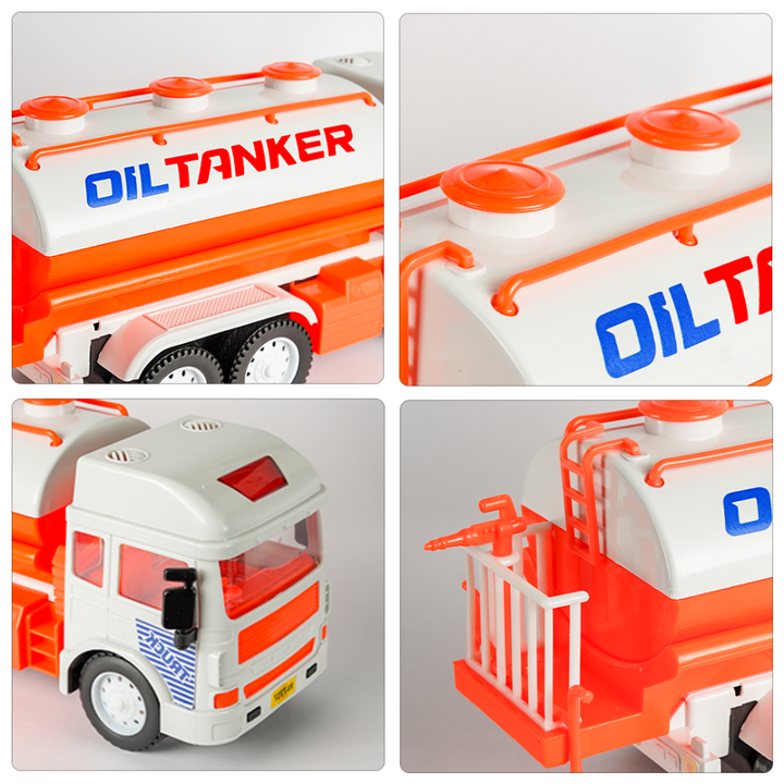 Friction Powered Realistic Oil Tanker Truck Toy