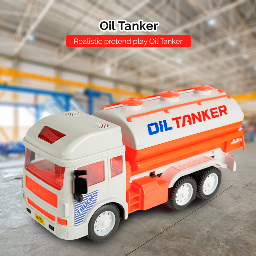 Friction Powered Realistic Oil Tanker Truck Toy