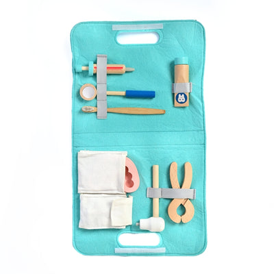 Wooden Tiny Teeth  Doctor Kit Dentist Toys for Kids  Medical Kit 19 PCS Dentist Game Toys