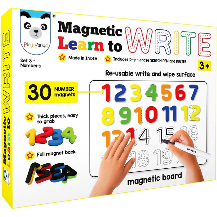 Magnetic Learn to Write Numbers - includes Write and Wipe Magnetic Board, 30 Number Magnets, Dry Erase Sketch Pen and Duster - Simplify teaching and Learning "