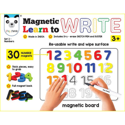Magnetic Learn to Write Numbers - includes Write and Wipe Magnetic Board, 30 Number Magnets, Dry Erase Sketch Pen and Duster - Simplify teaching and Learning "