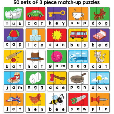 Make and Spell Type 1 - 150 Piece Spelling Puzzle - Learn to Spell 50 Three Letter Words - Educational Puzzles with Unique Write and Wipe Feature - Beautiful Colourful Pictures (Age 4+) Red