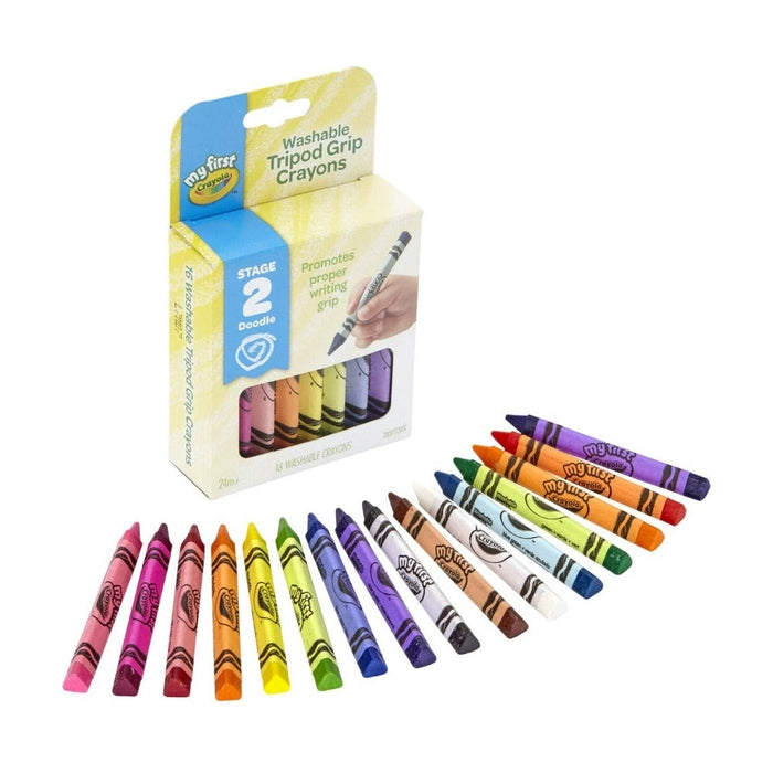 My First Washable Tripod Grip Crayons, 16 Count