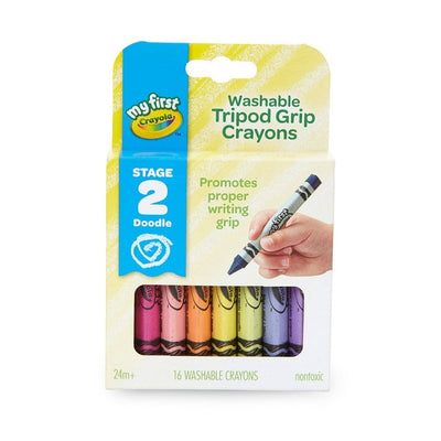 My First Washable Tripod Grip Crayons, 16 Count