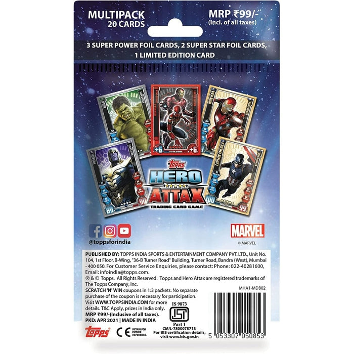 Marvel Hero Attax 2021 TCG Collection Multi Pack, Pack of 20 Cards