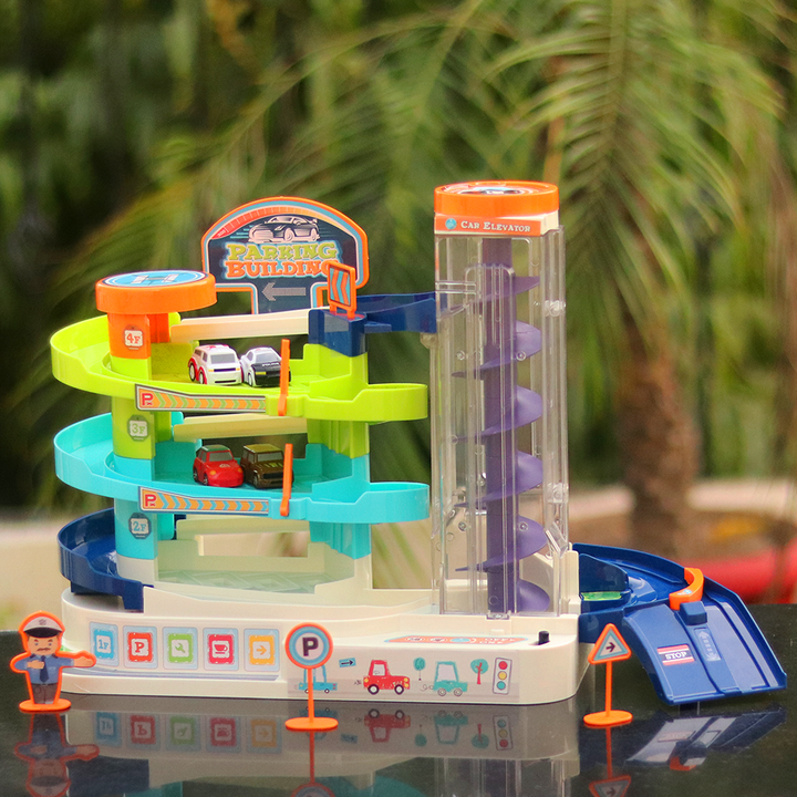 Automatic or Manual Vehicles Parking Building Playset (Light and Music)