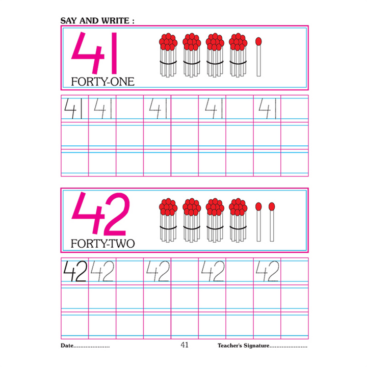 Number Writing Book 1-50