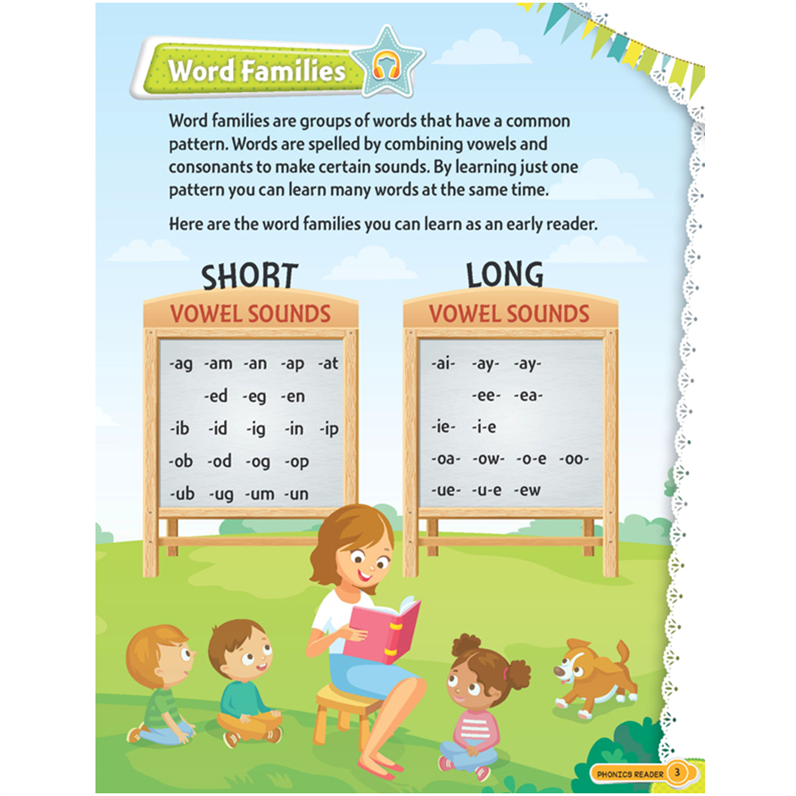 Phonics Reader - 3 (Word Families Short and Long Vowel Sounds)