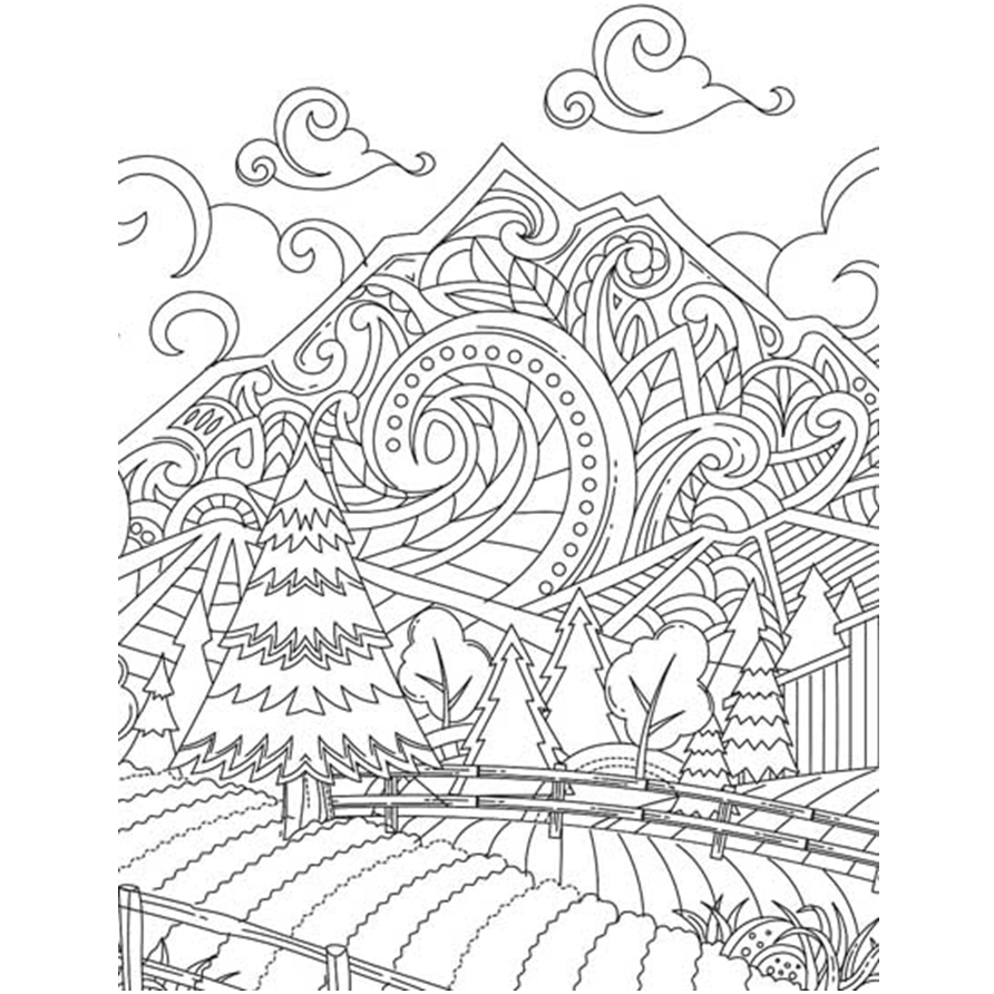 Countryside- Colouring Book for Adults