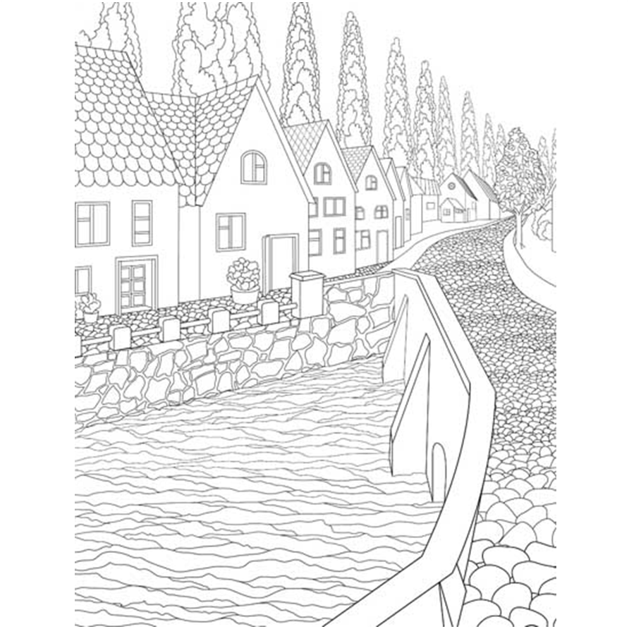 Countryside- Colouring Book for Adults