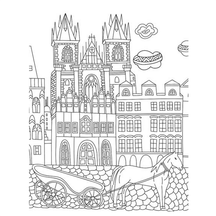 Cityscape- Colouring Book for Adults