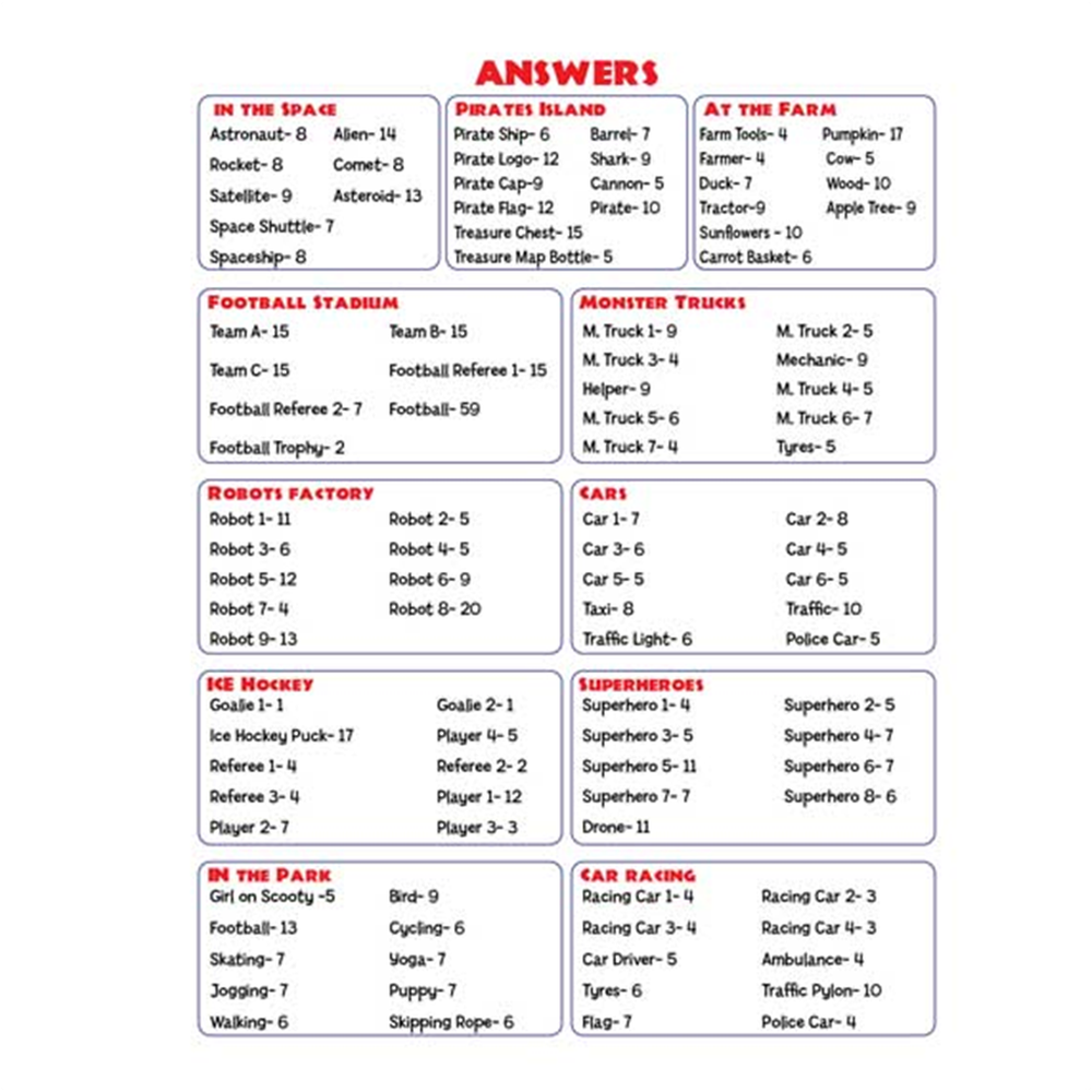 Look and Find - Boys (Answers)