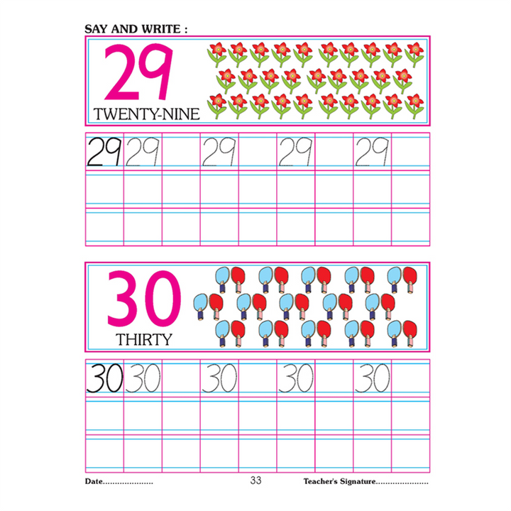 Number Writing Book 1-50