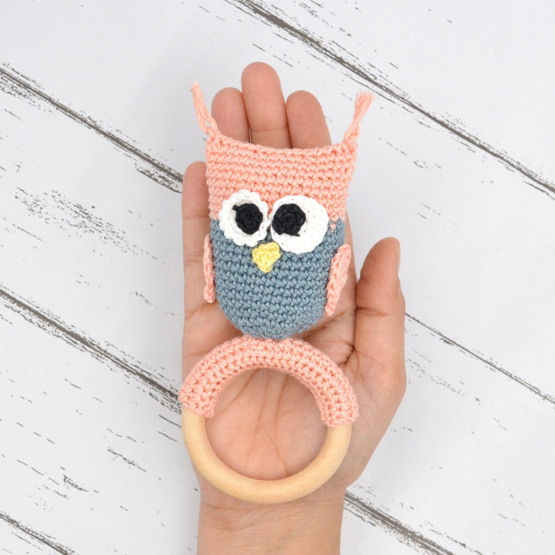 Owl Crochet Rattle - Pink