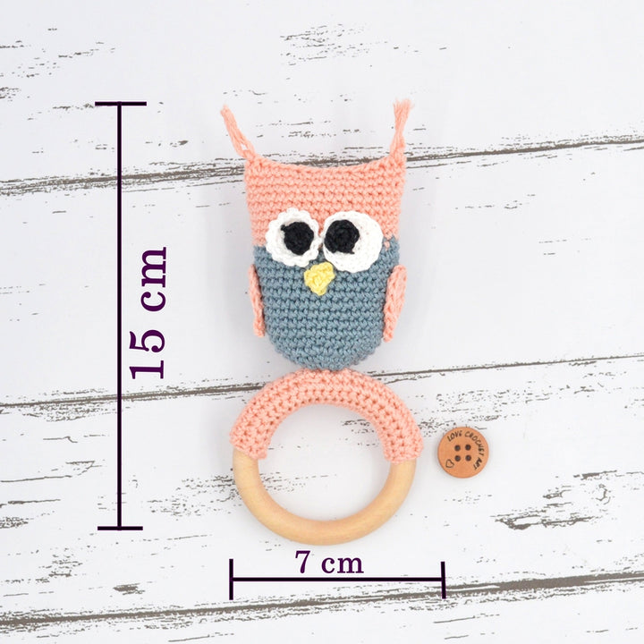 Owl Crochet Rattle - Pink